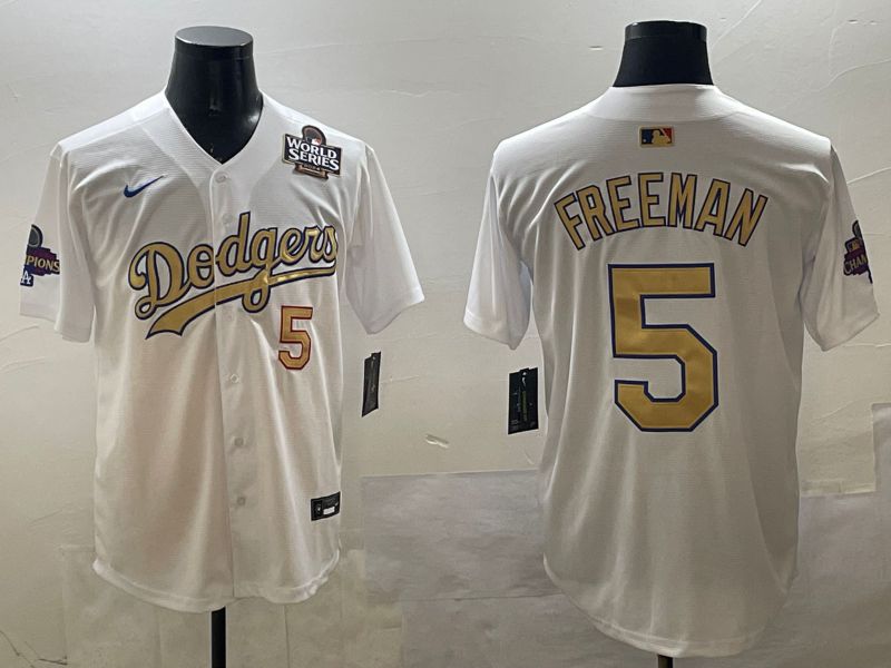Men Los Angeles Dodgers #5 Freeman White Gold Game 2025 Nike MLB Jersey style 3283->los angeles dodgers->MLB Jersey